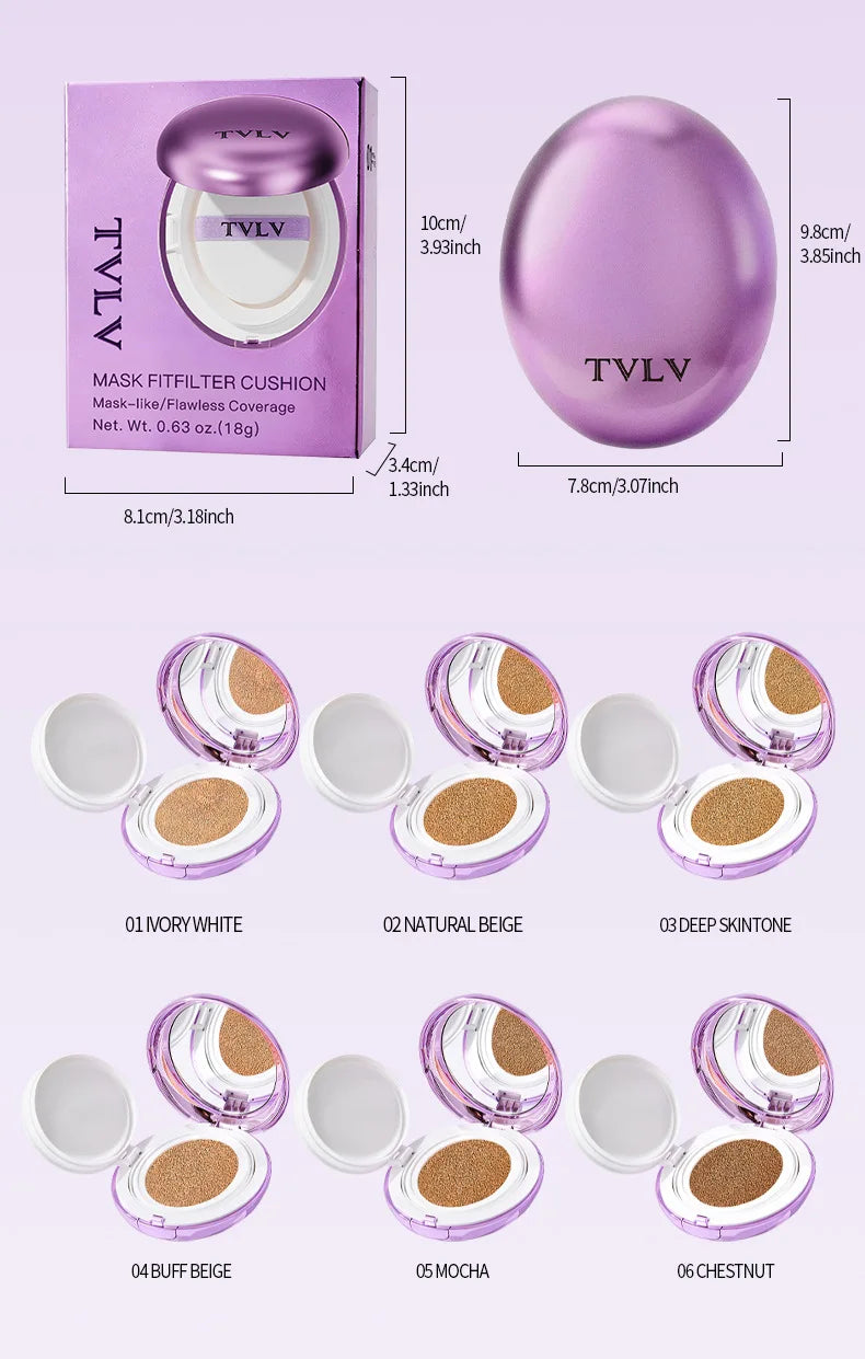 Korean Air Cushion Concealer Foundation, SPF Makeup Base with Soft-Focus Filter, Lightweight Non-Cakey, Long-Lasting Matte Cover