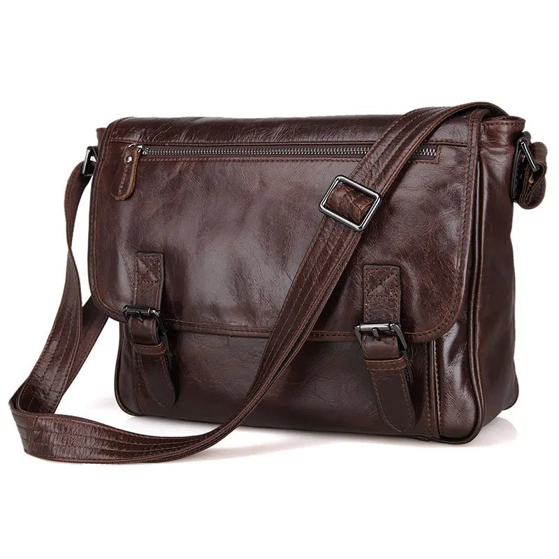 Fashion High Class Oil-Waxed Genuine Leather Shoulder Bag men Leather Messenger Bag Male Crossbody Bag Sling Leisure Bag Satchel