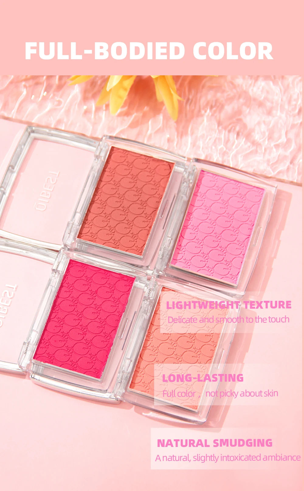 Embossed Powder Blush Peach Pink Coral Tint Makeup 3D Relief Blush Palette Brown Cheek Contour Rouge Cosmetics Face Brightens