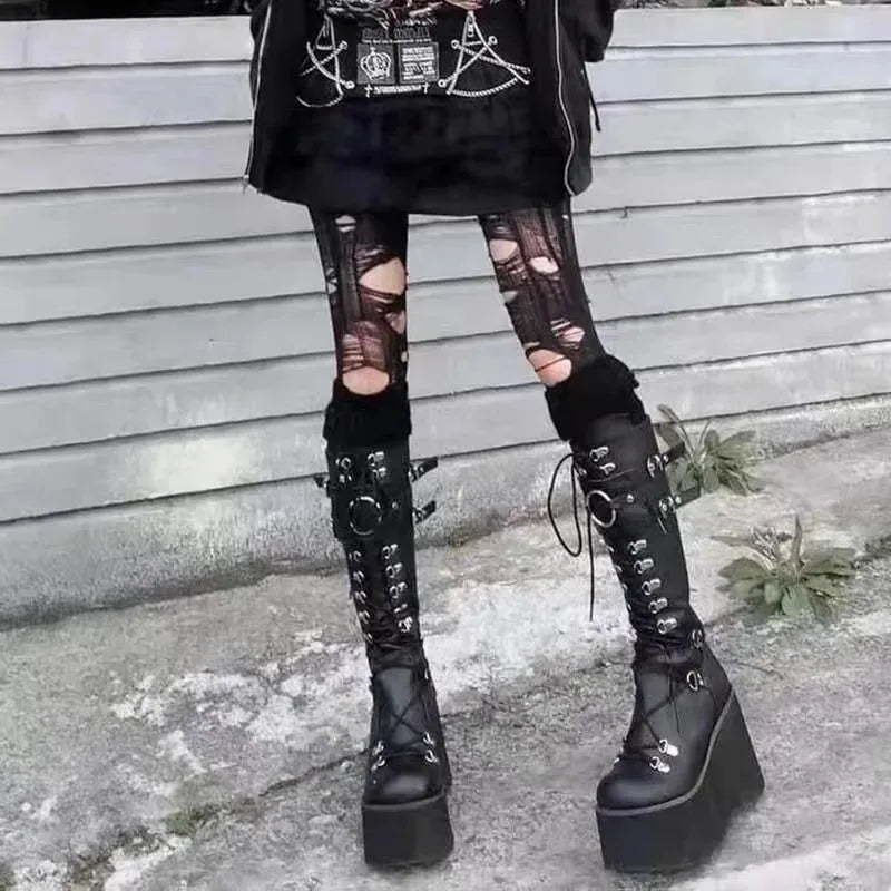 Wedges Long Boots for Women Gothic Shoes Over-the-knee Boots Cosplay High Platform Women Boots New High Heel Ladies Boot Botas