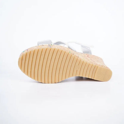 Women's Silver Chunky Platform Sandals 2026 Summer Cork Thick Sole Wedge Sandals Woman Plus Size 43 Pu Leather Casual Shoes