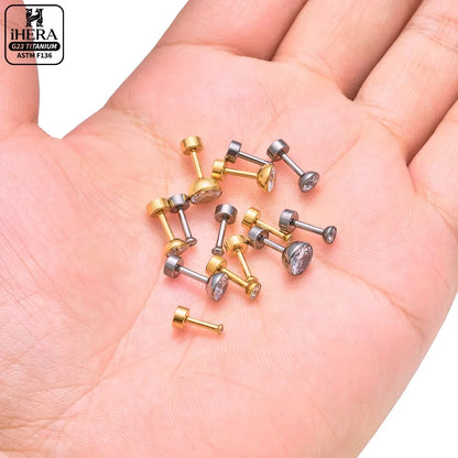 ASTM F136 Titanium Piercing Round Bowl Shaped Screw Labret Earring Set Lip Ring Cartilage Tragus Conch Jewelry Helix Nose Studs