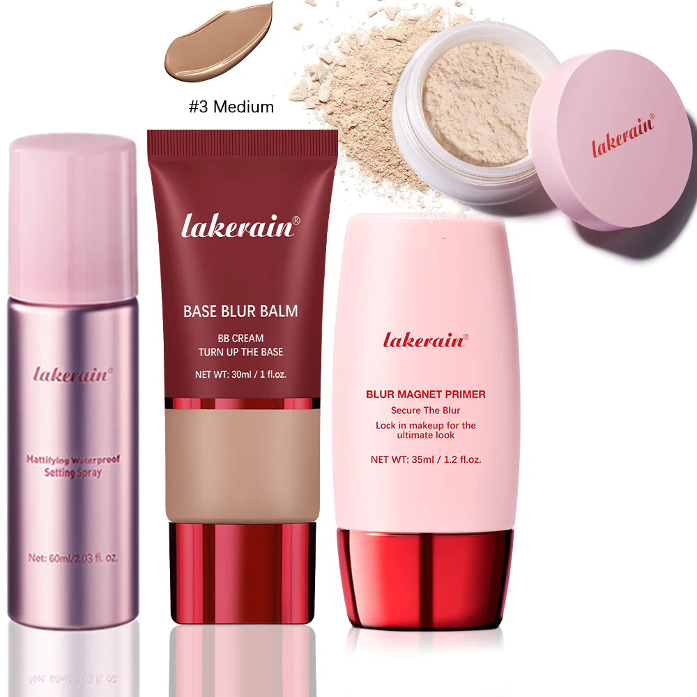 Ultimate Blurring Setting Powder Travel Size Set  Waterproof Setting Spray Blur Magnet Primer BASE BLUR BALM  Oil Control Kit