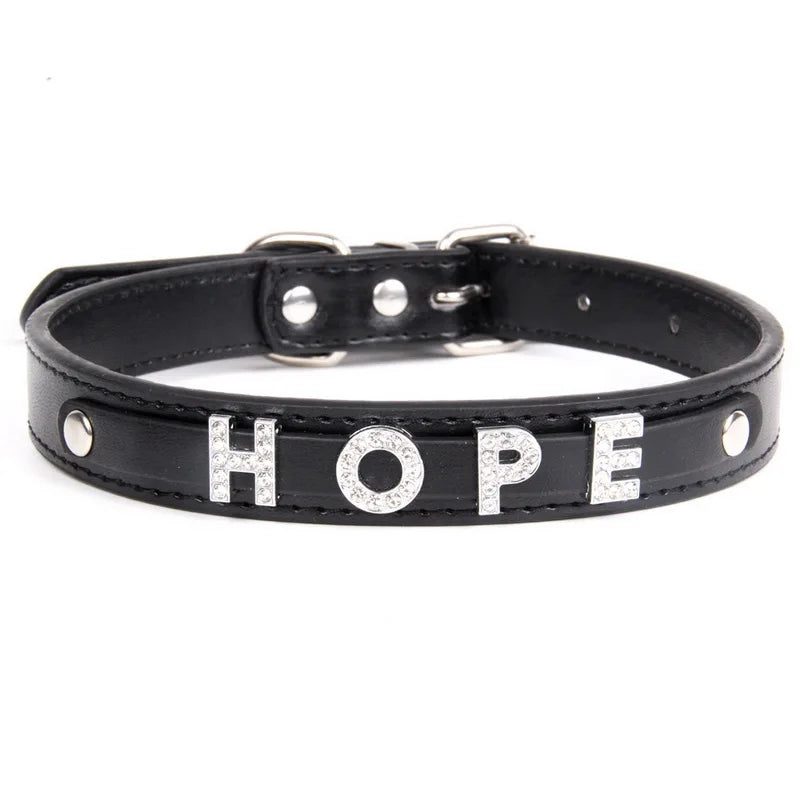Punk Leather Collar DIY Custom Name Necklace Personalized Letter Angel Queen Choker for Women Men Sexy Cosplay Jewelry Gifts