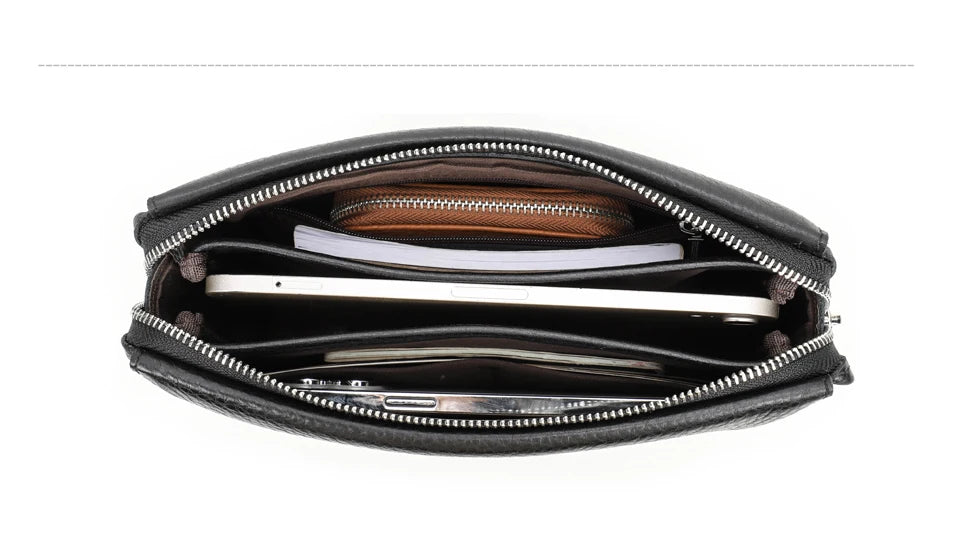 CONTACT'S Genuine Leather Male Clutch Password Design Men Handbag Wristlet Large Capacity Clutch Purse Casual Wallet Bag