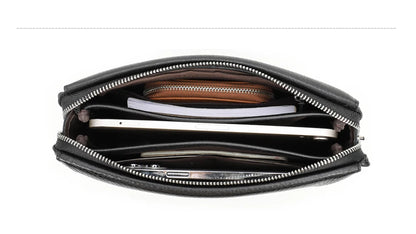 CONTACT'S Genuine Leather Male Clutch Password Design Men Handbag Wristlet Large Capacity Clutch Purse Casual Wallet Bag