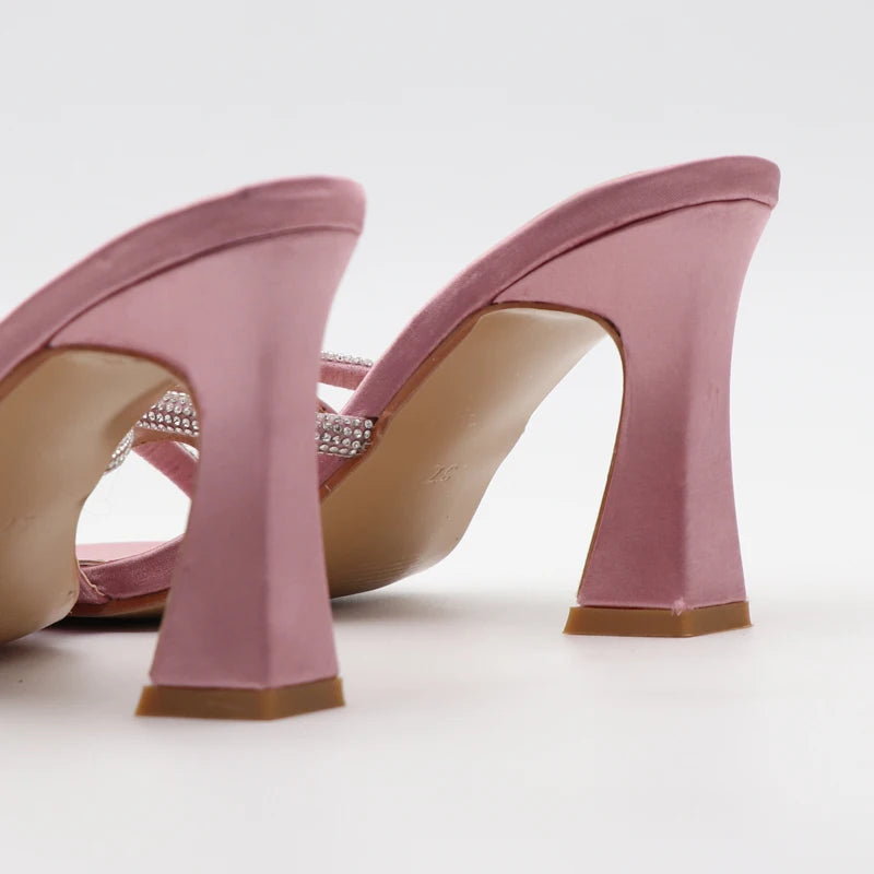 Black Red High Heel Slippers Women Open Toe Slingback Sandals Female Pumps Square Toe Summer Simple Designer Heeled Sandals