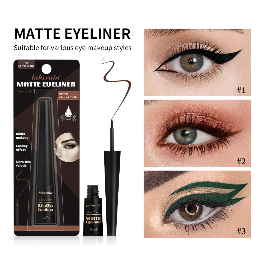 Matte Liquid Eyeliner Matte Eyeliner Waterproof and Sweat-Proof Non-Smudge Liquid Eyeliner Smooth Liquid Eyeliner