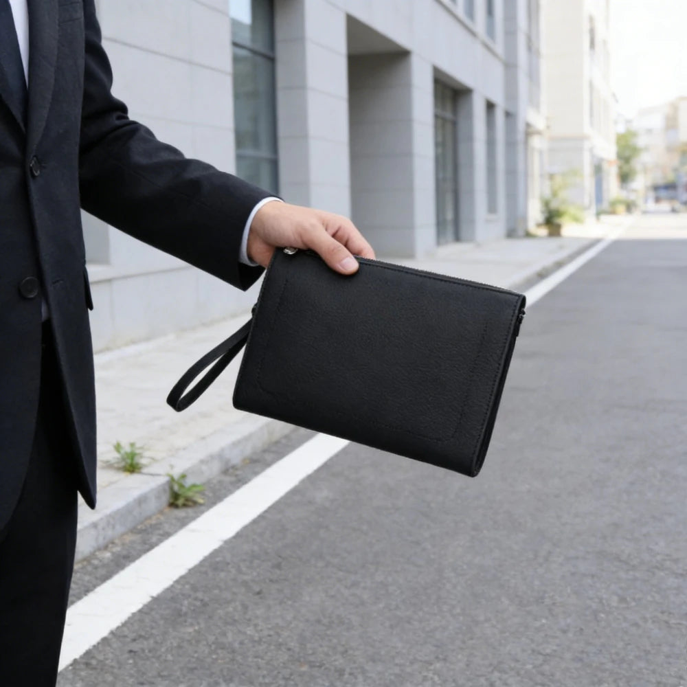 Mens Clutches Luxury High Quality Leather Envelope Clutch Bag Business Simple Large Capacity Card Holder Daily Office Casual