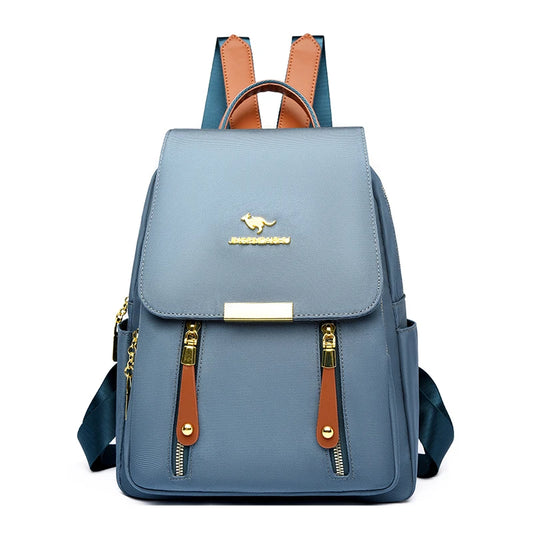 Hot Selling Solid Color Zipper Oxford Fashion Women's Backpack 2024 New Versatile Commuting Large Capacity Soft Female Back Pack