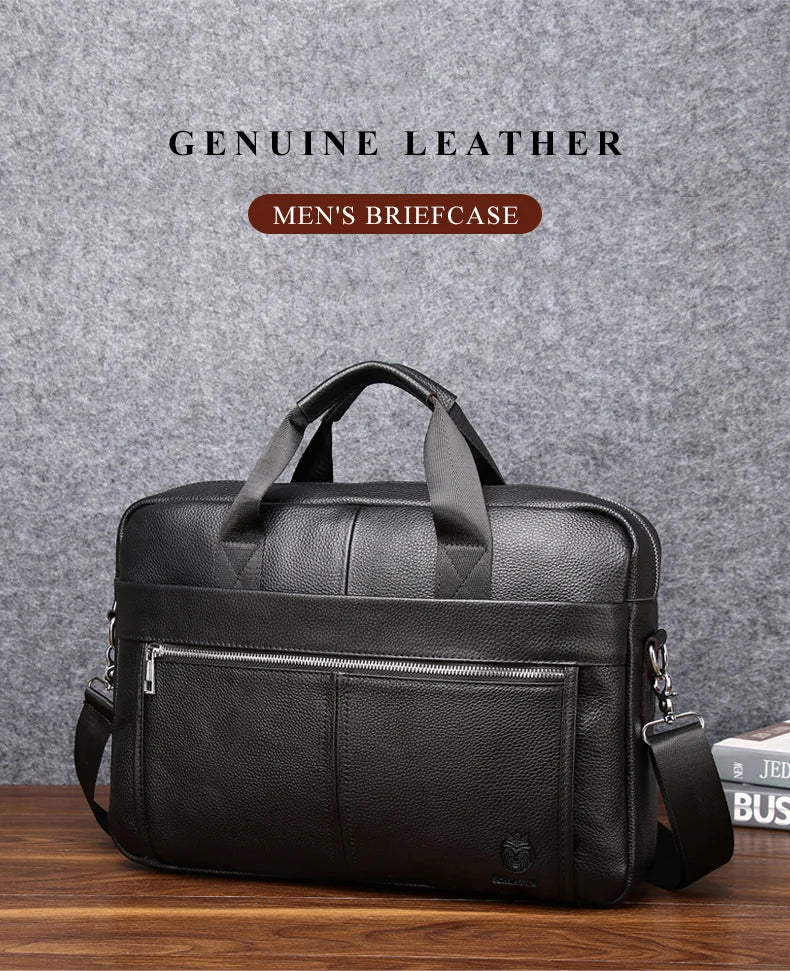 SCHLATUM Genuine Leather Briefcases Hard For Men Luxury Handbags Laptop Briefcase Bags 15.6 Inch Office Bussiness Computer Bag