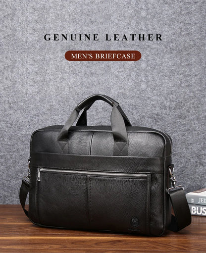 SCHLATUM Genuine Leather Briefcases Hard For Men Luxury Handbags Laptop Briefcase Bags 15.6 Inch Office Bussiness Computer Bag
