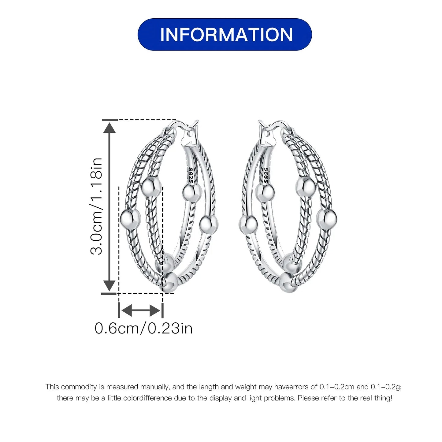 925 Sterling Silver Exquisite Multi-layer Ear Ring Jewelry Versatile Hoop Earrings For Women Jewelry Fine Birthday Party Gift