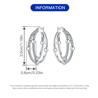 925 Sterling Silver Exquisite Multi-layer Ear Ring Jewelry Versatile Hoop Earrings For Women Jewelry Fine Birthday Party Gift