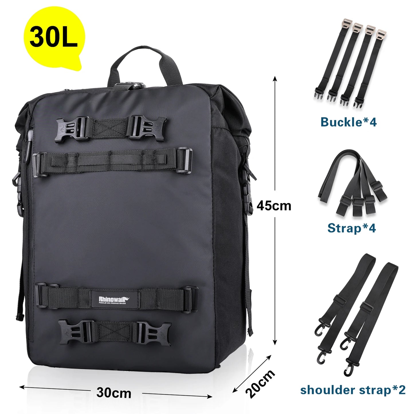 Rhinowalk Motorcycle Back Seat Bag 10/20/30L Waterproof Multifunctional Saddle Side Luggage Bag cycling backpack Universal