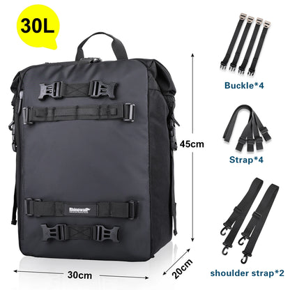 Rhinowalk Motorcycle Back Seat Bag 10/20/30L Waterproof Multifunctional Saddle Side Luggage Bag cycling backpack Universal