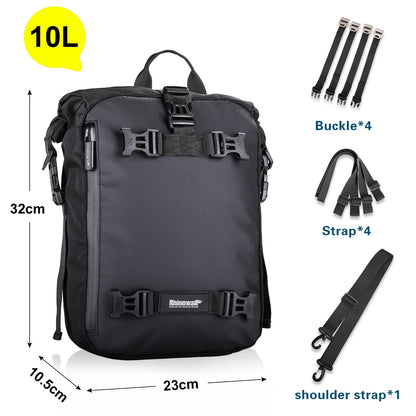 Rhinowalk Motorcycle Back Seat Bag 10/20/30L Waterproof Multifunctional Saddle Side Luggage Bag cycling backpack Universal