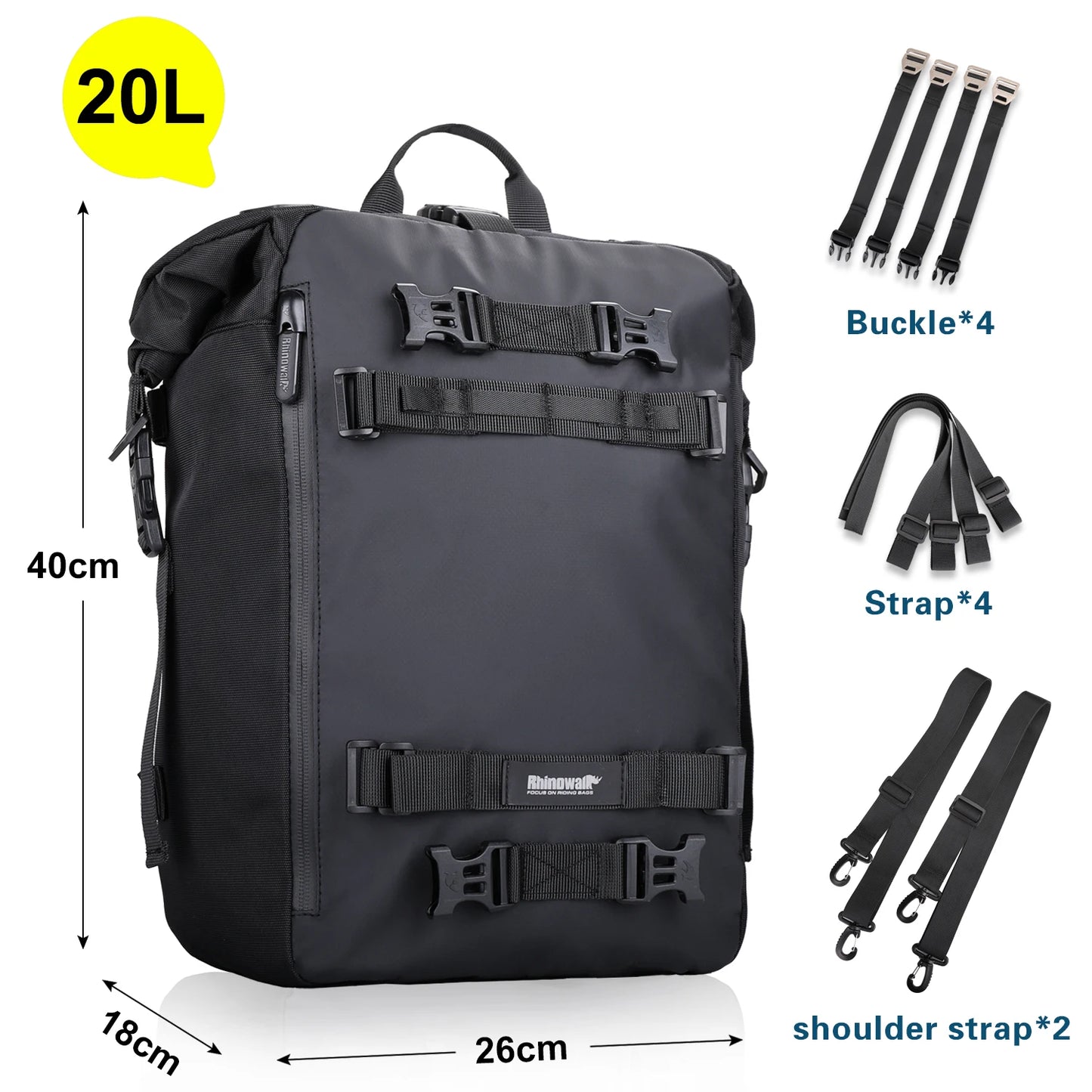 Rhinowalk Motorcycle Back Seat Bag 10/20/30L Waterproof Multifunctional Saddle Side Luggage Bag cycling backpack Universal